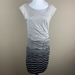 Ann Taylor LOFT NWT Sheath Dress Size S Tan Black Ombre Effect, Stripe